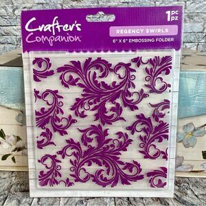 Crafters Companion NWT 6" x 6" Embossing Folder Regency Swirls Design 1 Piece